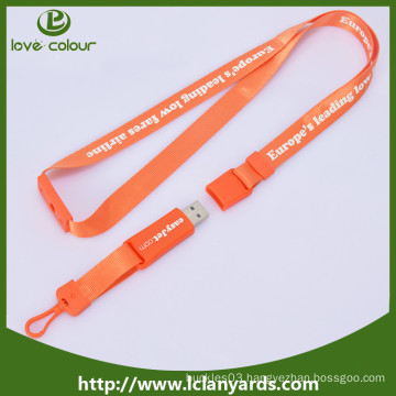 Polyester custom silk screen lanyard with usb